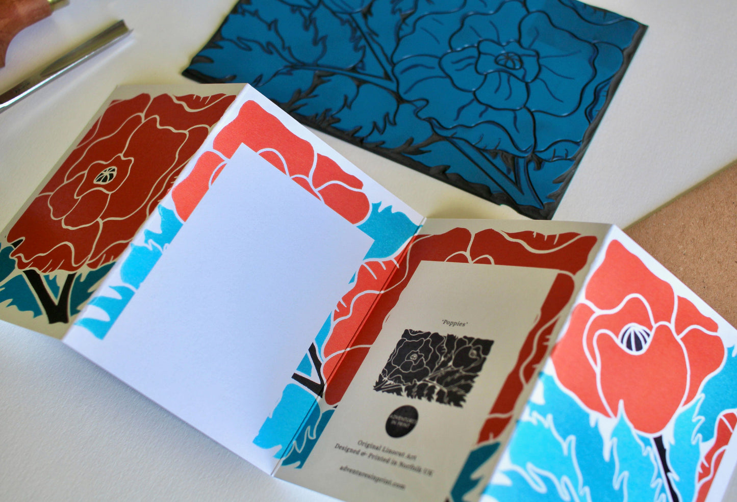 Poppy Concertina Flower Card (August birth flower) | Single Card & Envelope