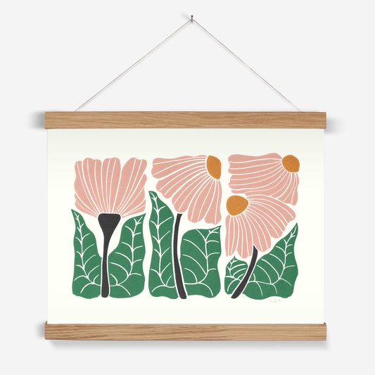 Trio of Flowers Linocut