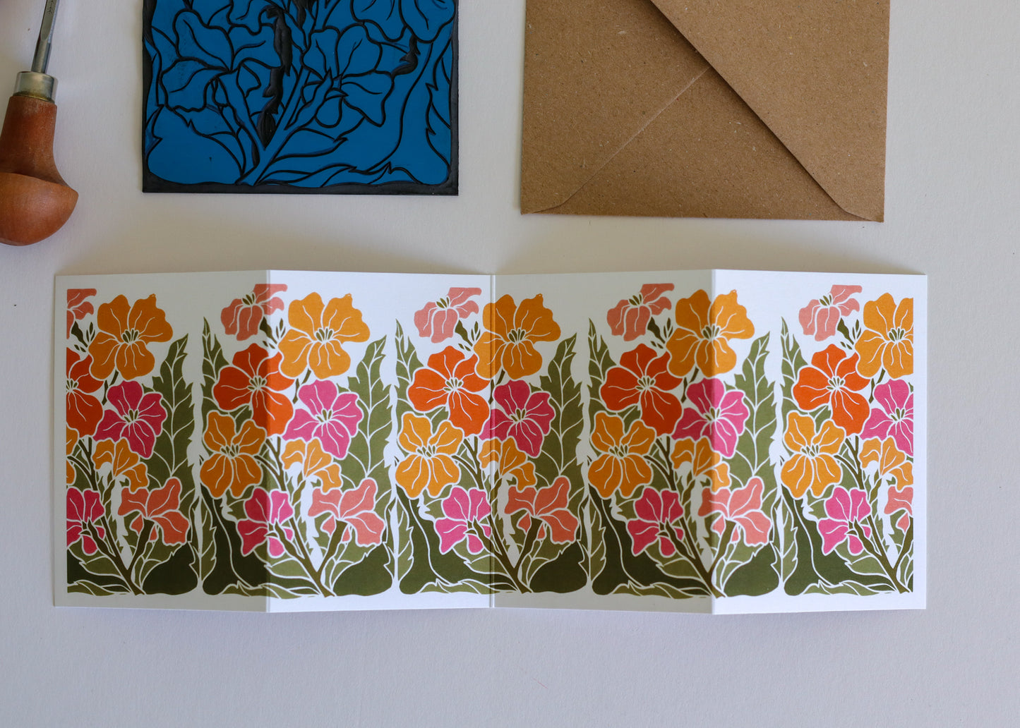 Sunset Ember Wallflower Garland Card | Single Card & Envelope