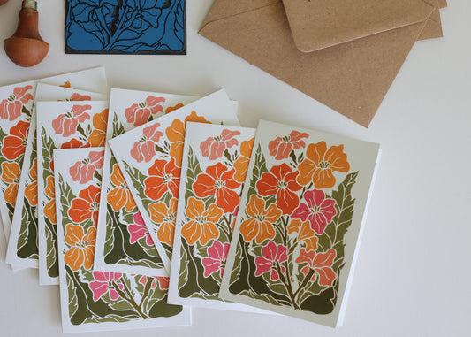 Sunset Ember Wallflowers | Set of 8 Notecards & Envelopes