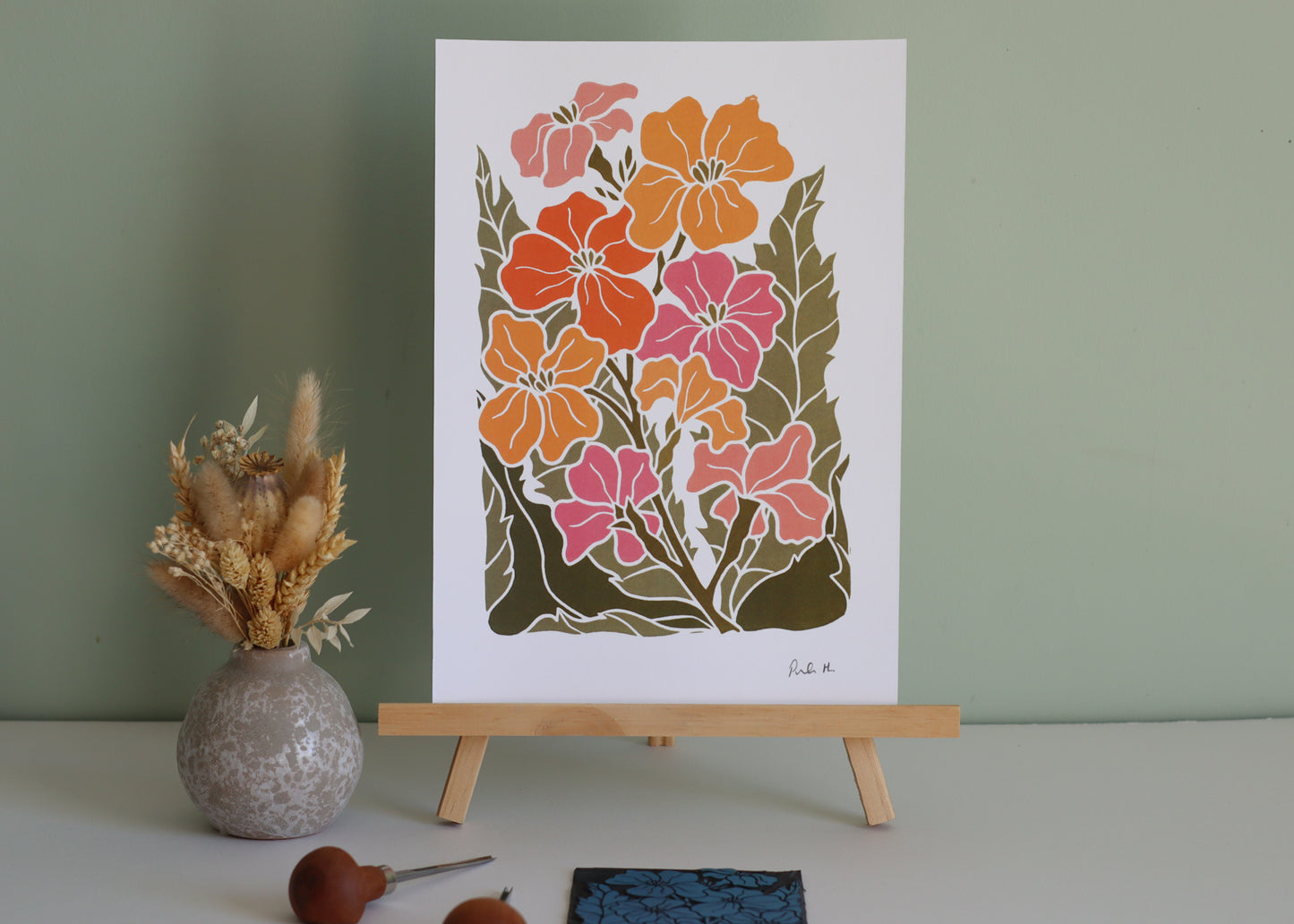 Sunset Ember Wallflowers | Art Print on Cotton Paper