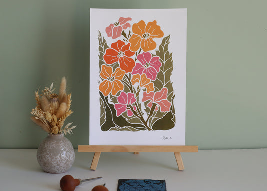 Sunset Ember Wallflowers | Art Print on Cotton Paper
