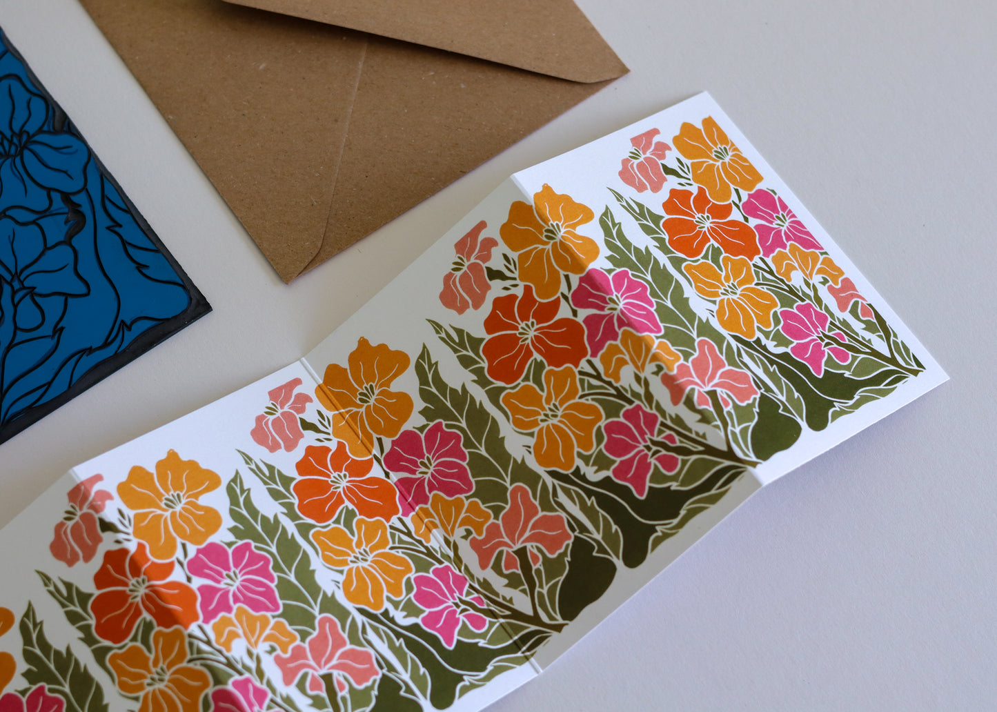 Sunset Ember Wallflower Garland Card | Single Card & Envelope