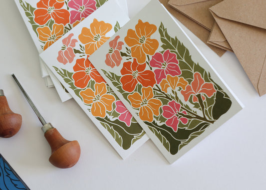 Sunset Ember Wallflowers | Set of 8 Notecards & Envelopes