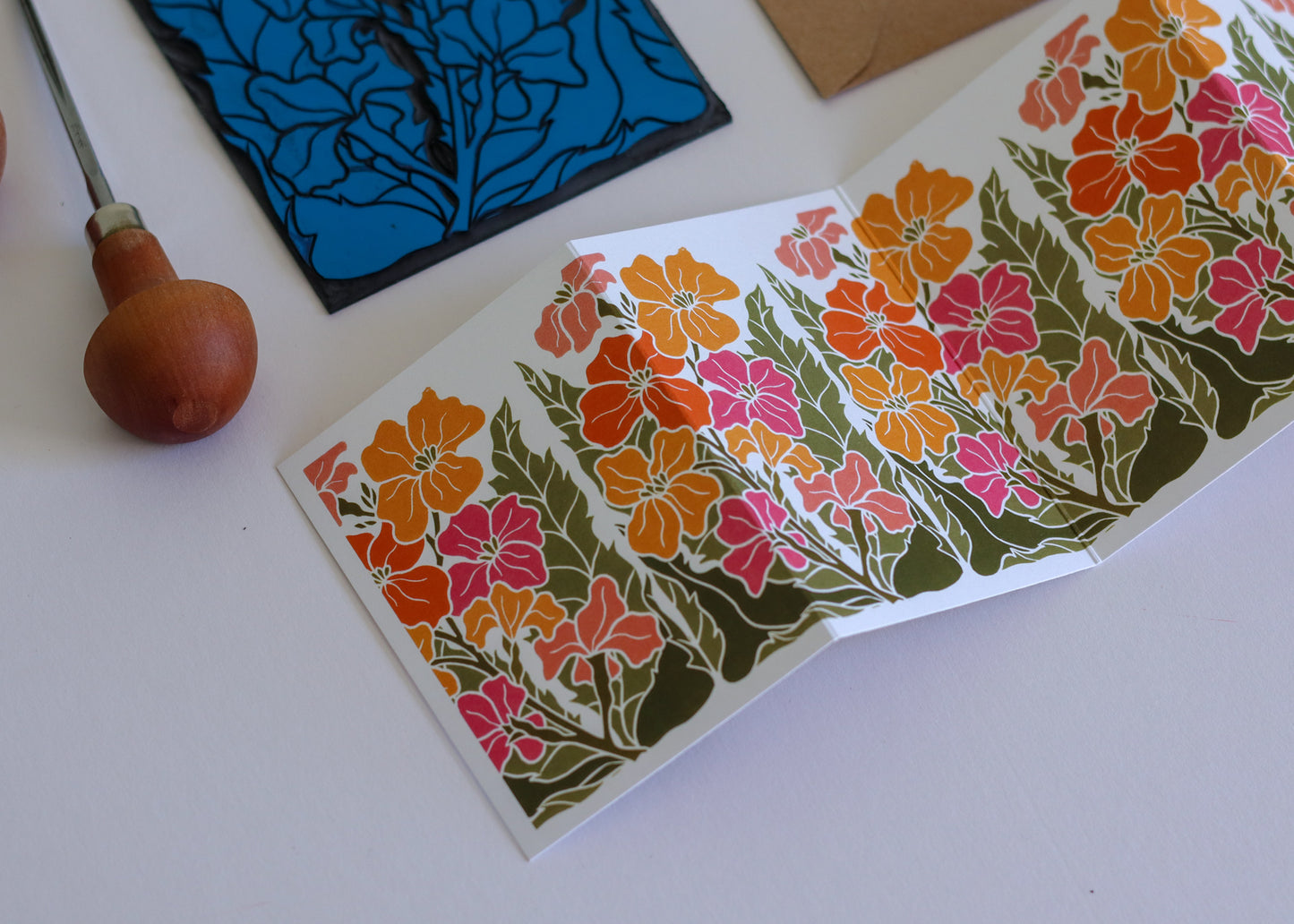 Sunset Ember Wallflower Garland Card | Single Card & Envelope