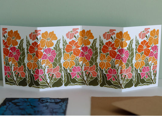 Sunset Ember Wallflower Garland Card | Single Card & Envelope