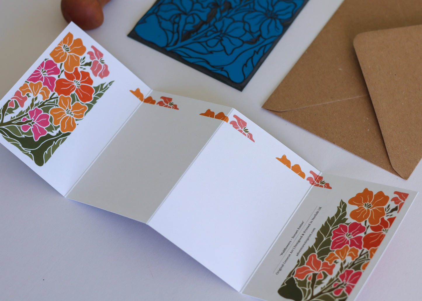 Sunset Ember Wallflower Garland Card | Single Card & Envelope