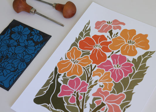 Sunset Ember Wallflowers | Art Print on Cotton Paper