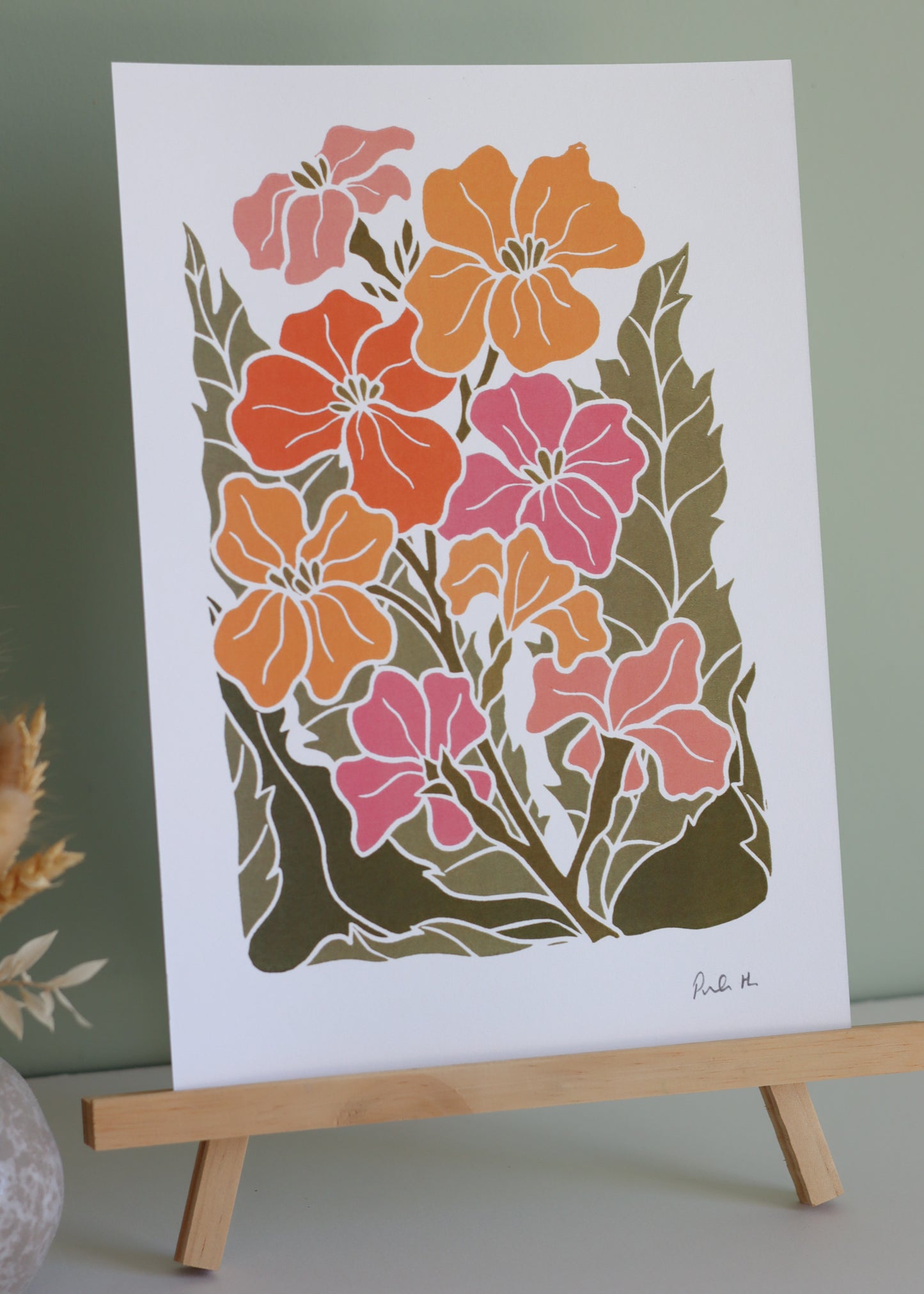 Sunset Ember Wallflowers | Art Print on Cotton Paper