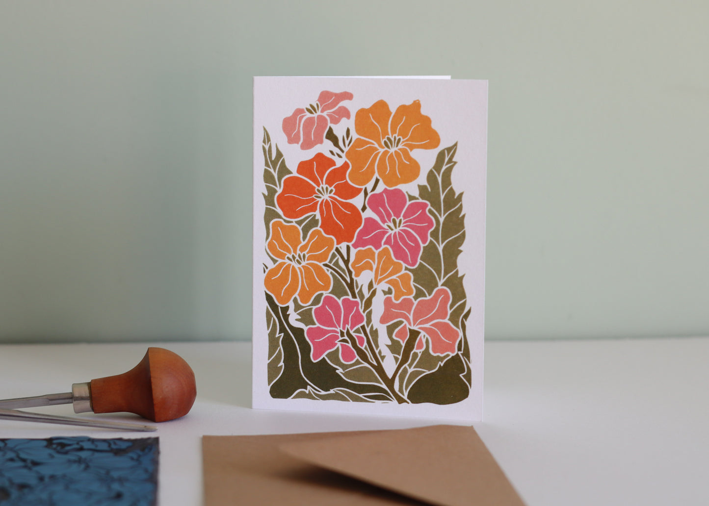 Sunset Ember Wallflowers Luxury Cotton Card | Single Card & Envelope