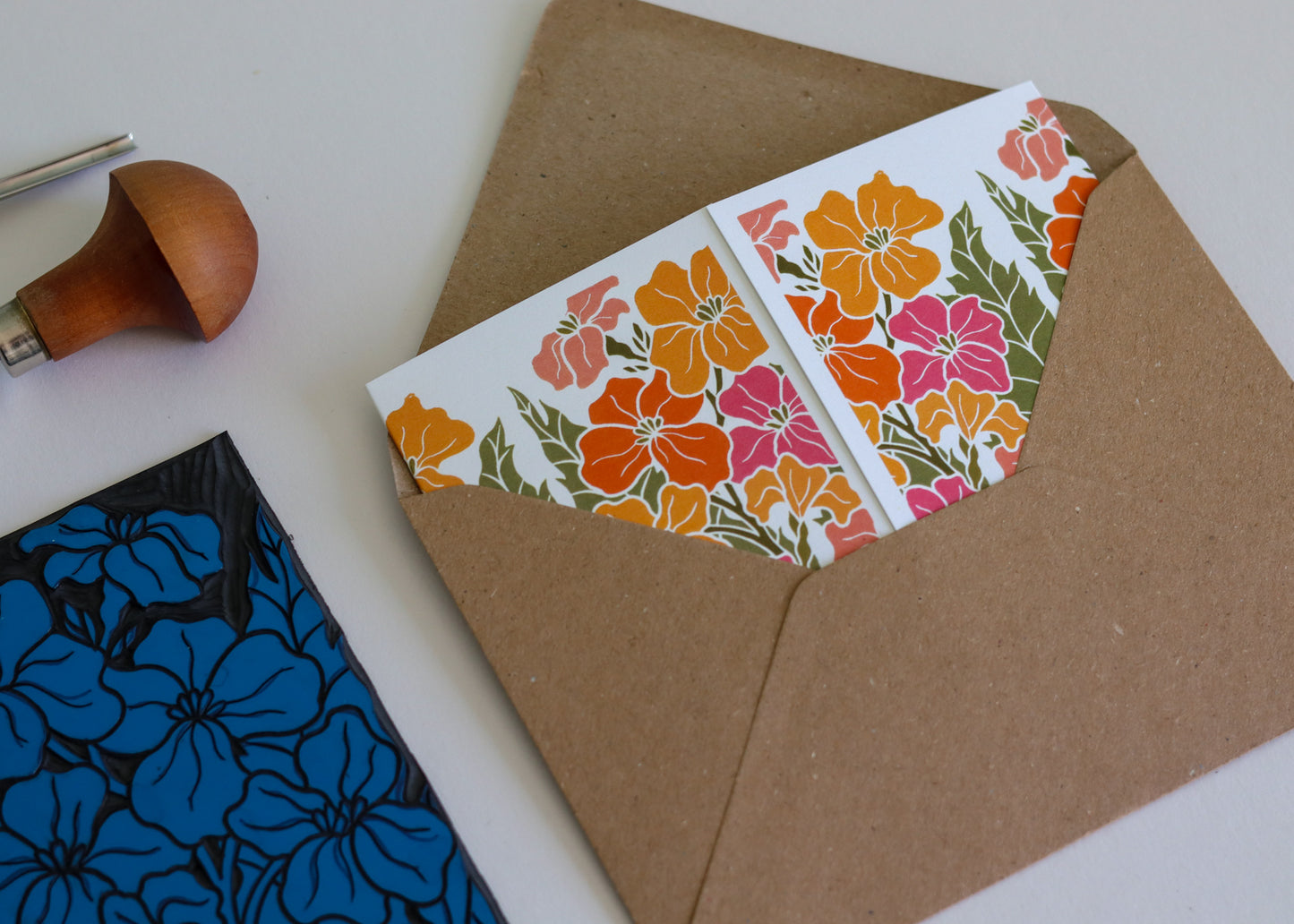 Sunset Ember Wallflower Garland Card | Single Card & Envelope