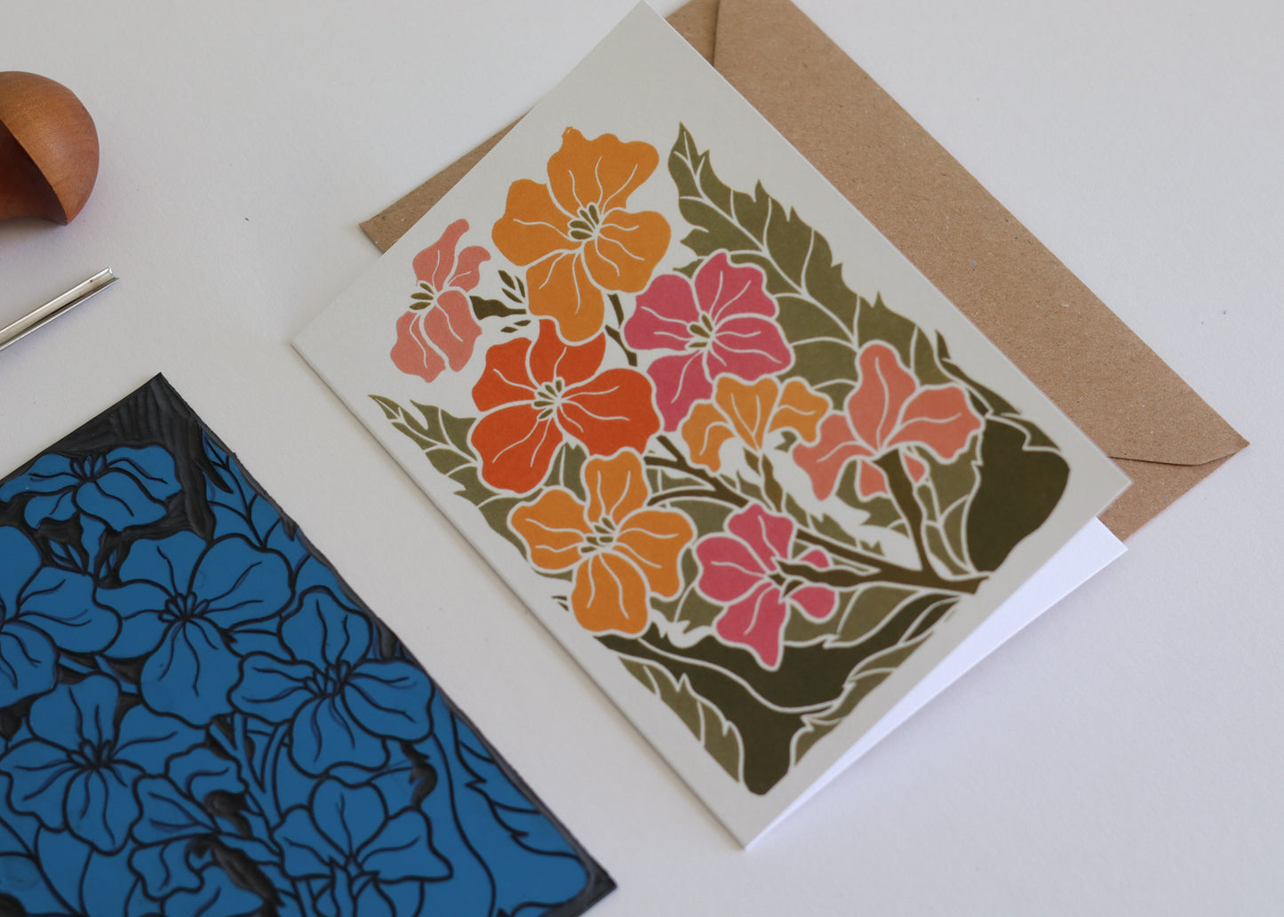 Sunset Ember Wallflowers Luxury Cotton Card | Single Card & Envelope