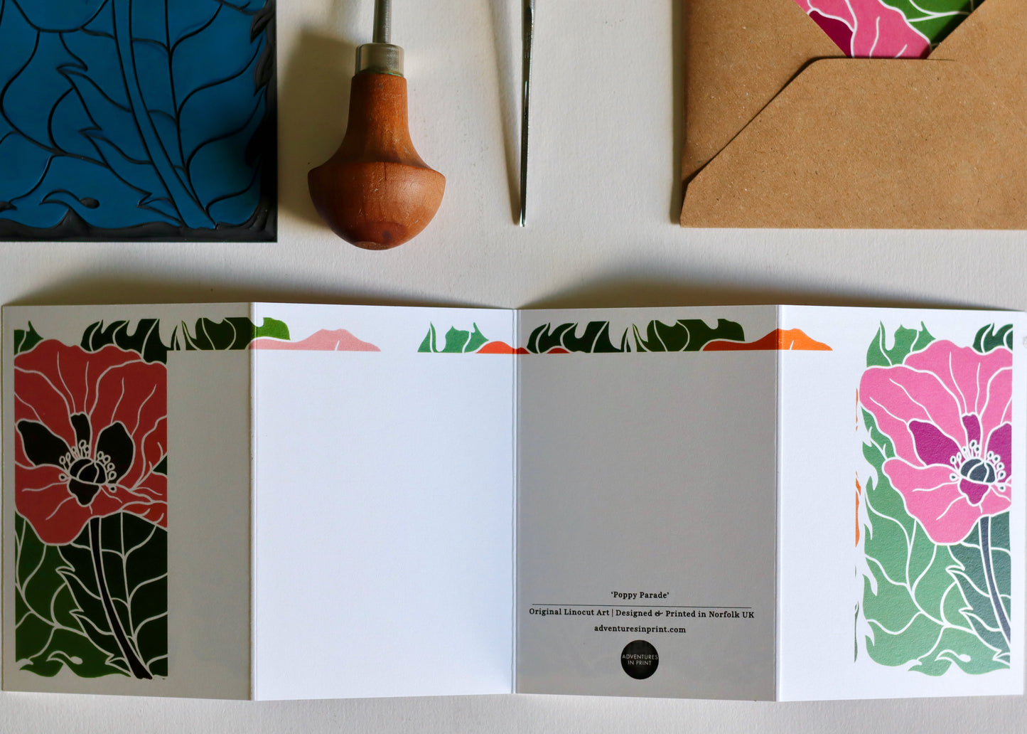 Poppy Parade Concertina Card | Single Card & Envelope