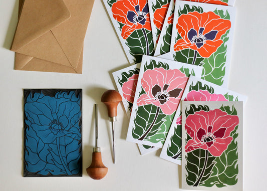 Wild Poppies in Pink Notecards | Set of 8 Notecards & Envelopes