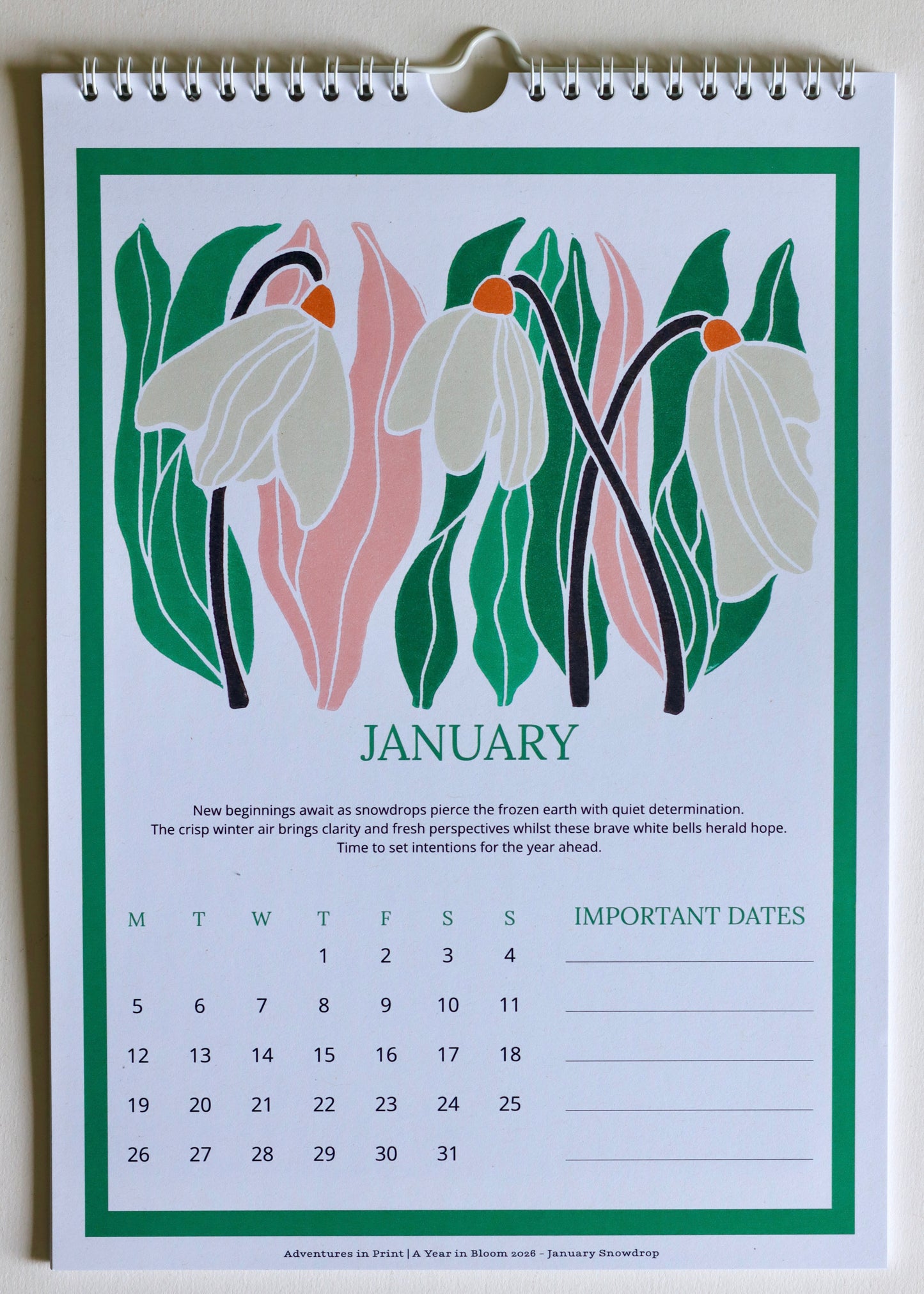 A Year in Bloom Hanging Wall Calendar 2026