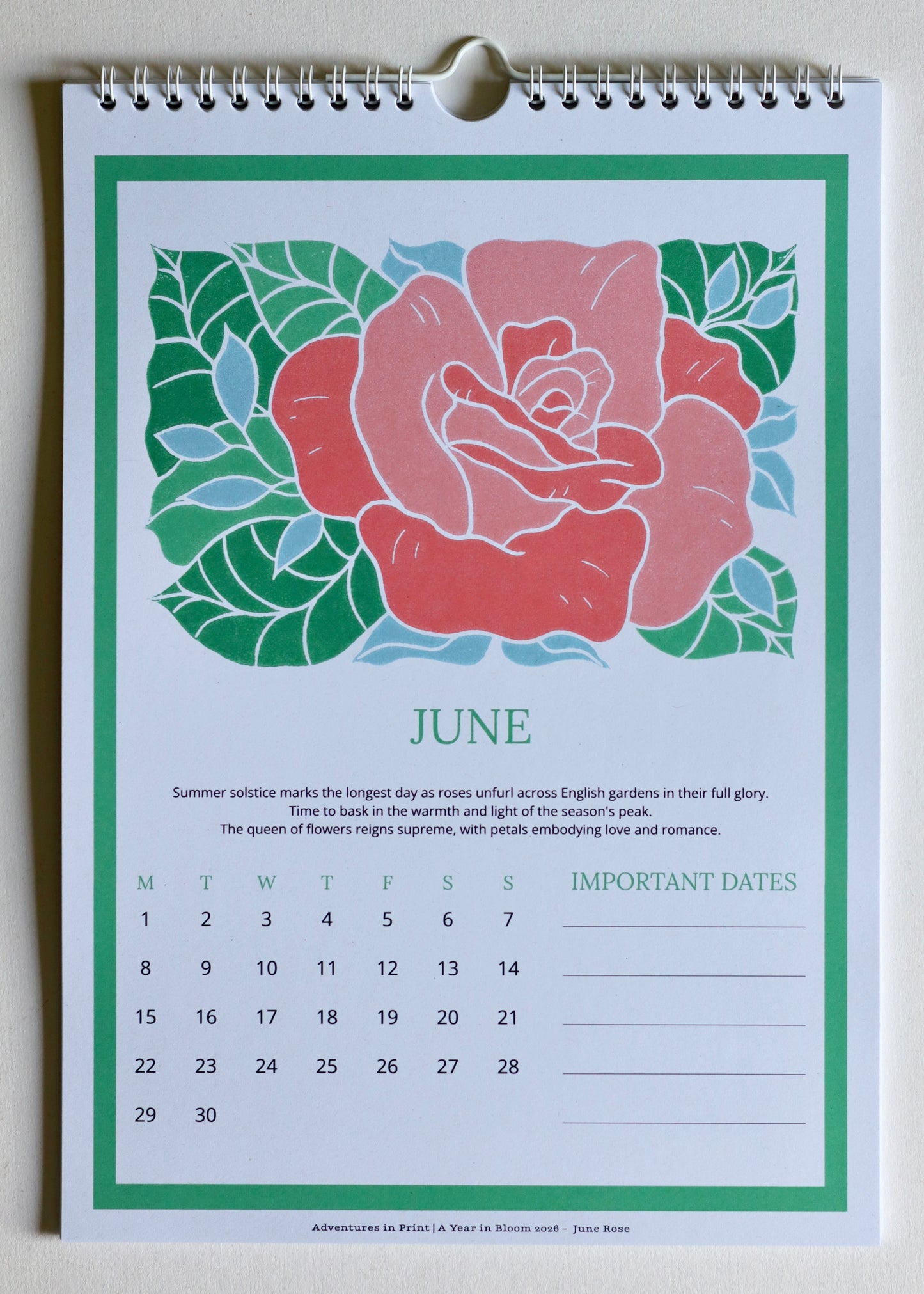 A Year in Bloom Hanging Wall Calendar 2026