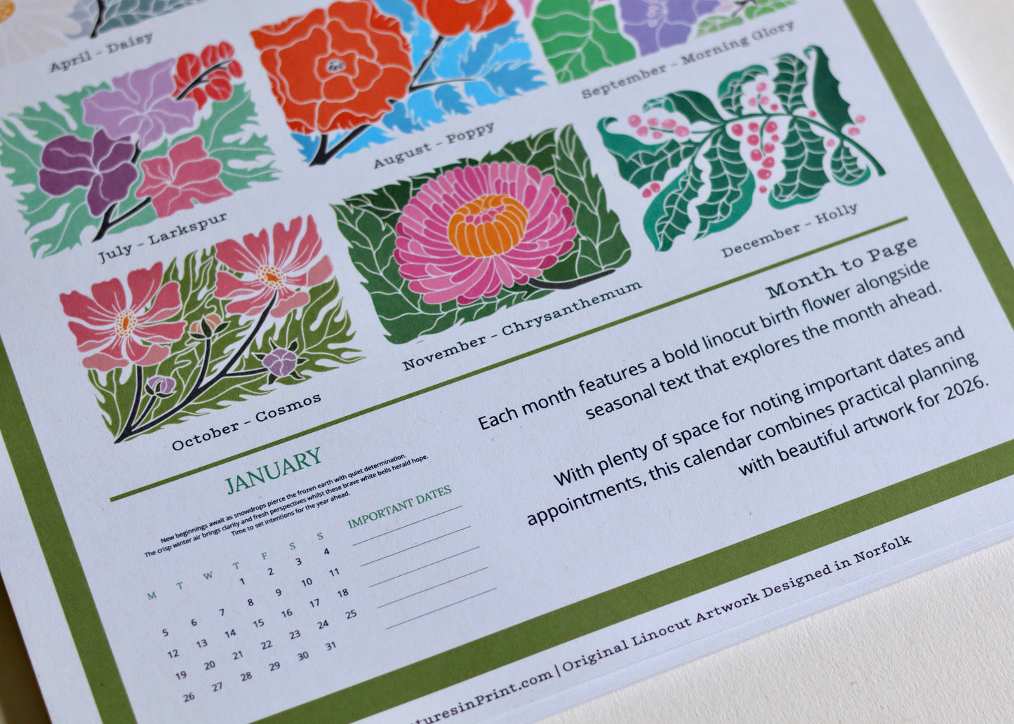 A Year in Bloom Hanging Wall Calendar 2026