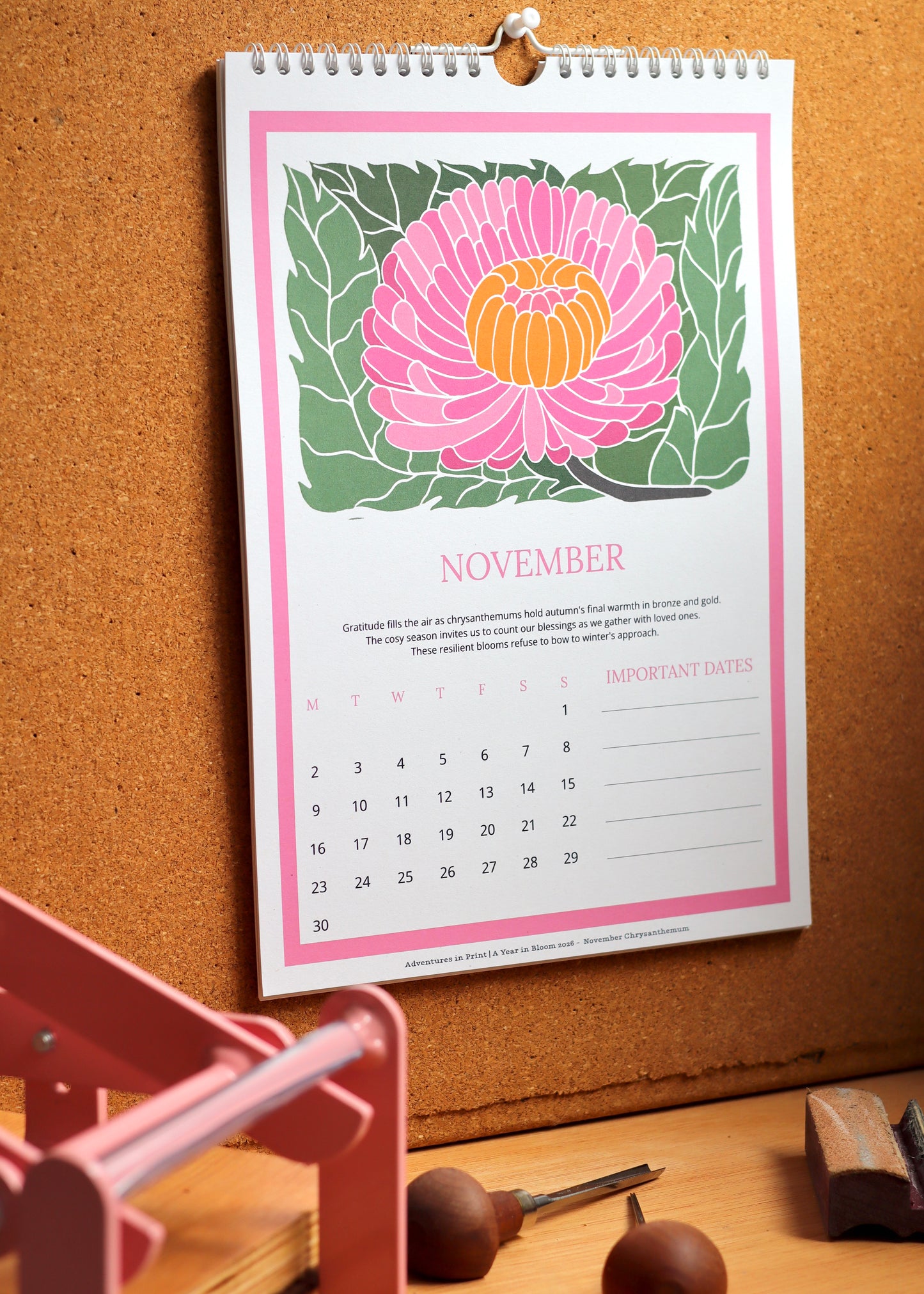 A Year in Bloom Hanging Wall Calendar 2026
