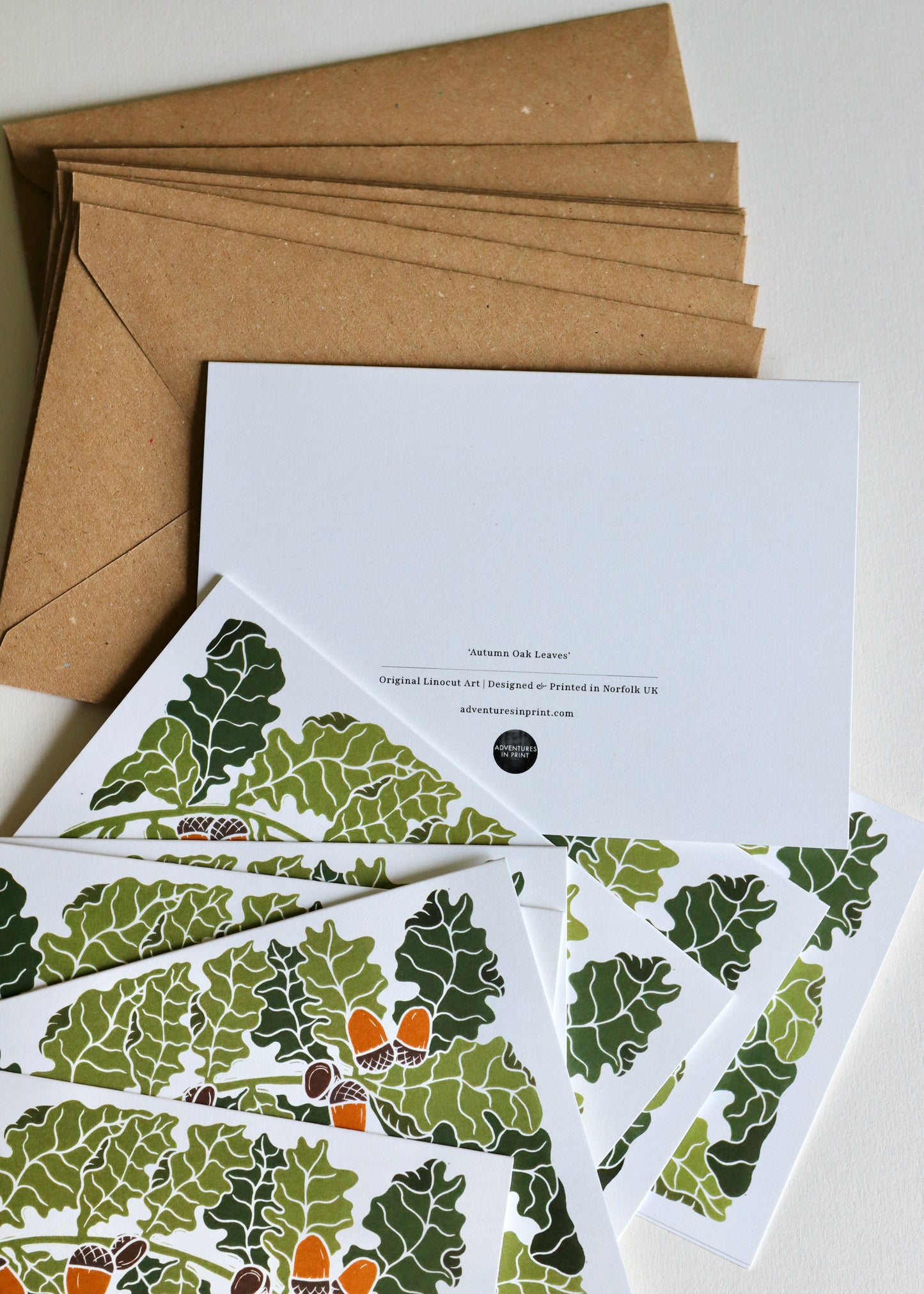 Autumn Oak Leaves & Acorns Notecards | Set of 8 Notecards & Envelopes