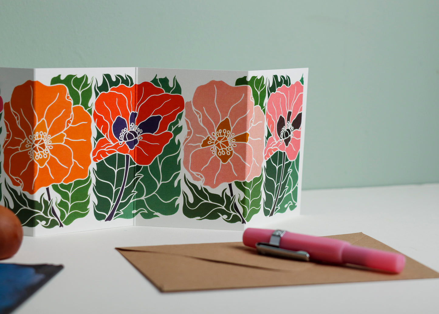 Poppy Parade Garland Card | Single Card & Envelope