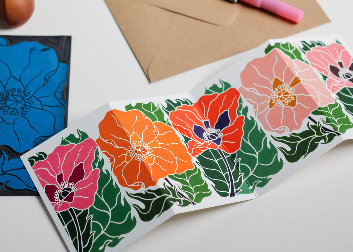 Poppy Parade Garland Card | Single Card & Envelope