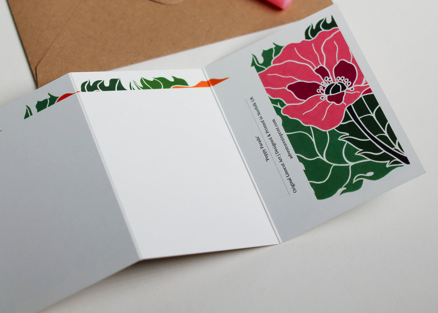 Poppy Parade Garland Card | Single Card & Envelope