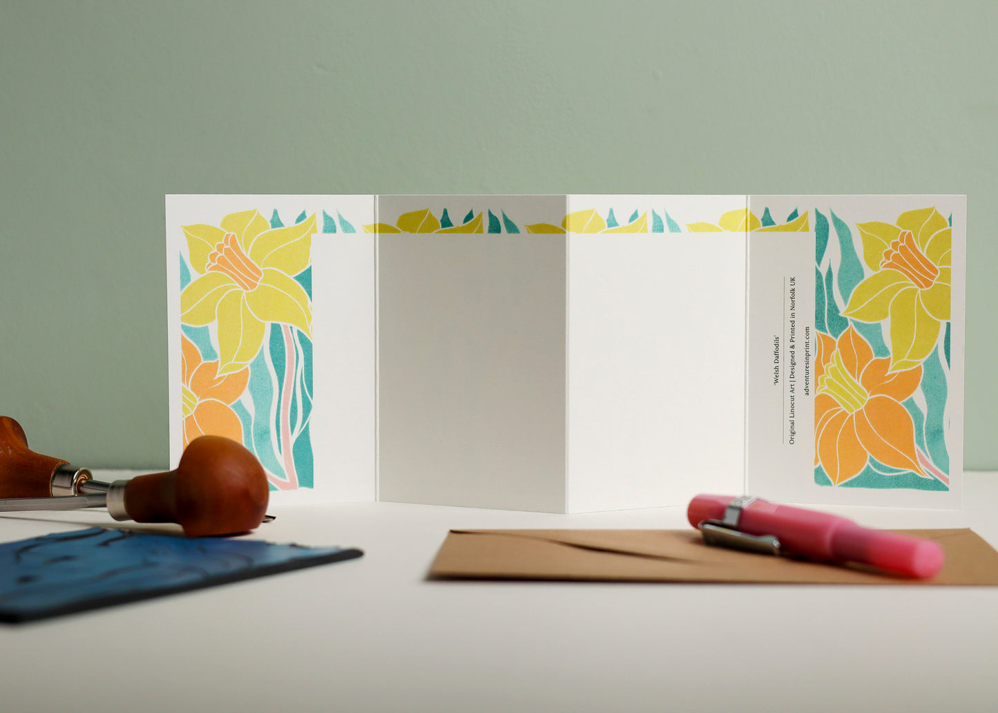 Welsh Daffodil Garland Card | Single Card & Envelope