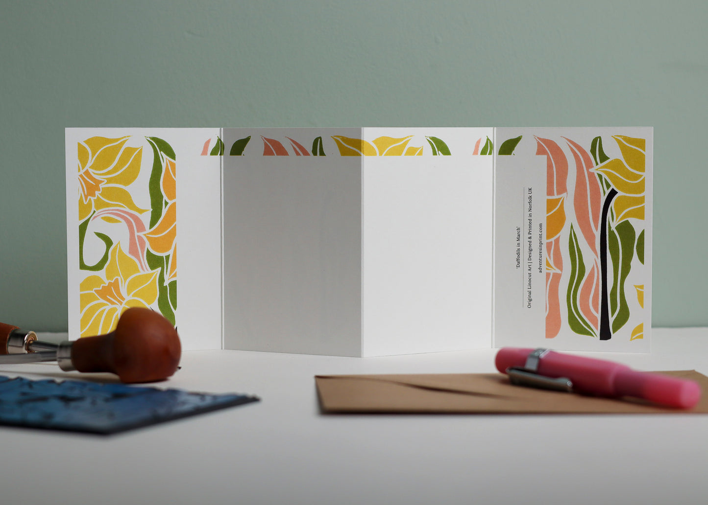 Daffodil Garland Card (March birth flower) | Single Card & Envelope