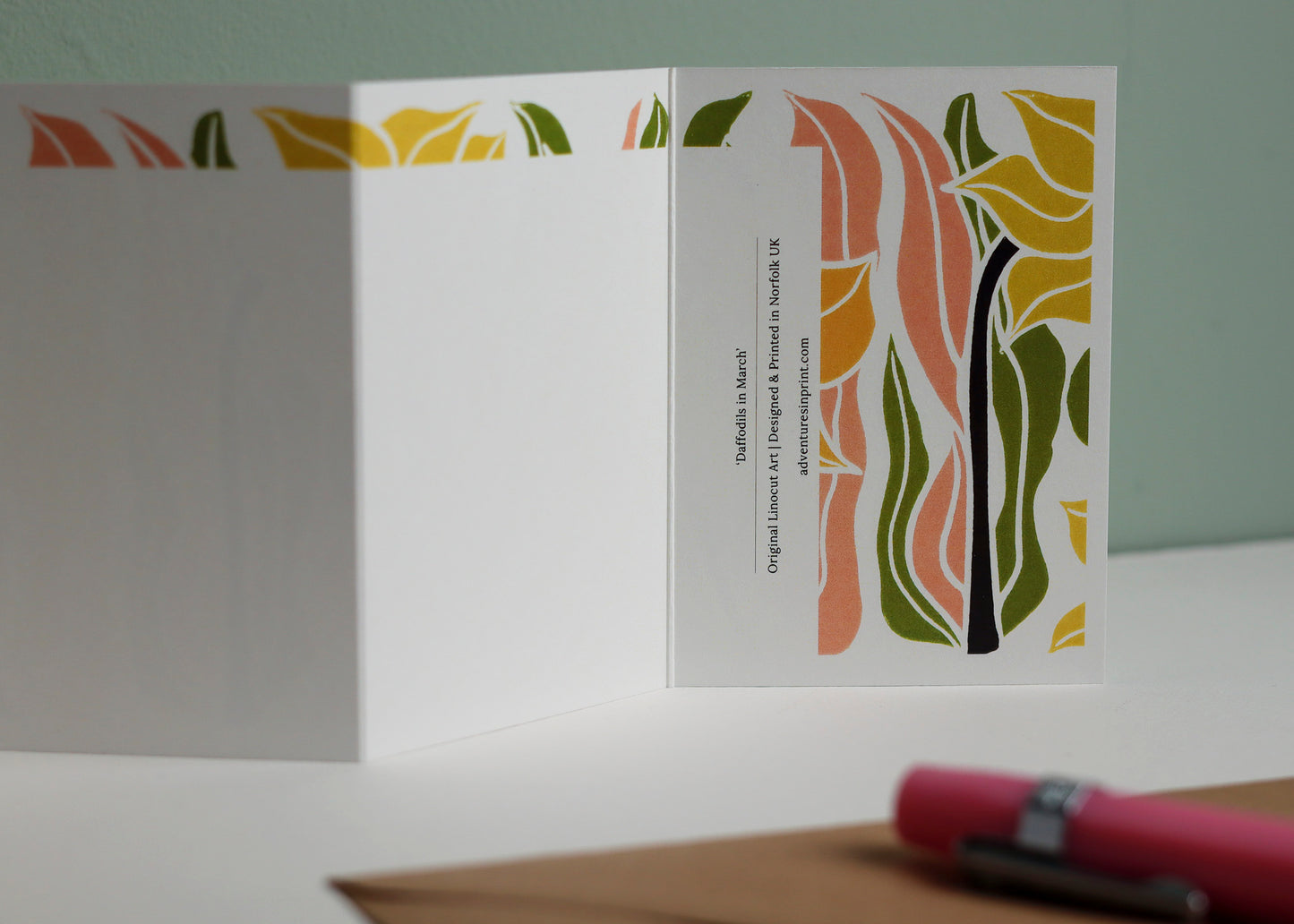 Daffodil Garland Card (March birth flower) | Single Card & Envelope