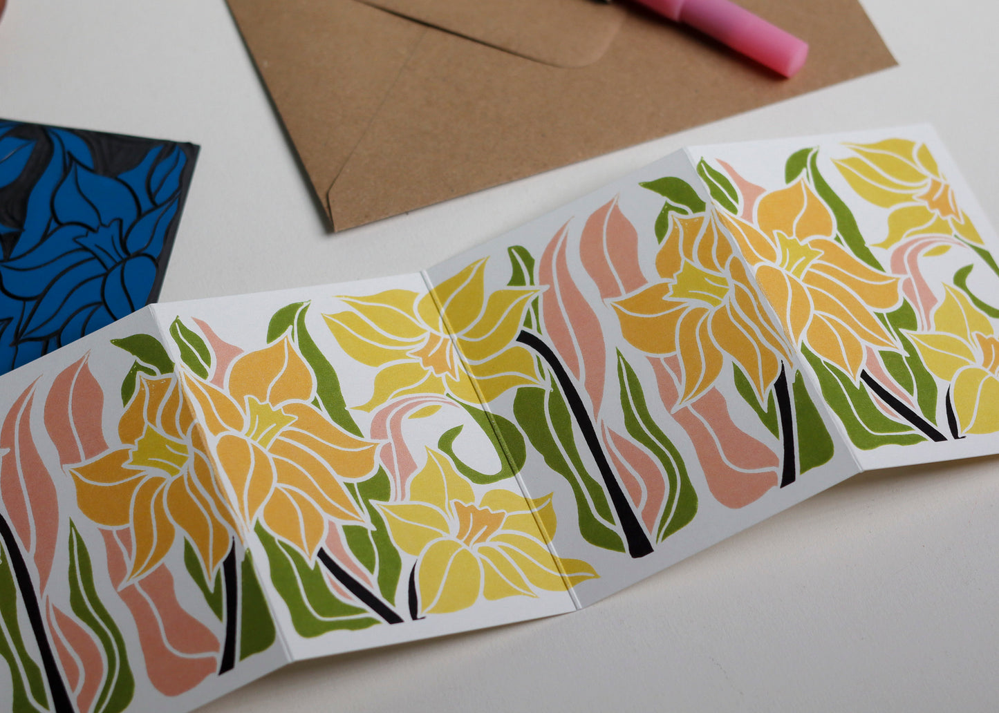 Daffodil Garland Card (March birth flower) | Single Card & Envelope