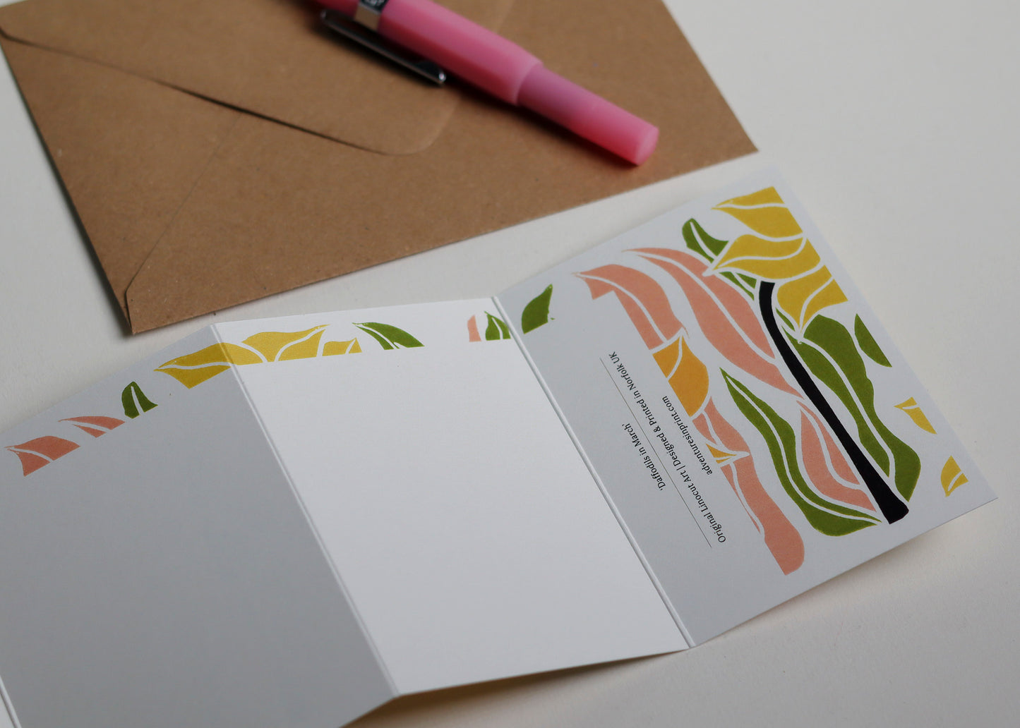 Daffodil Garland Card (March birth flower) | Single Card & Envelope