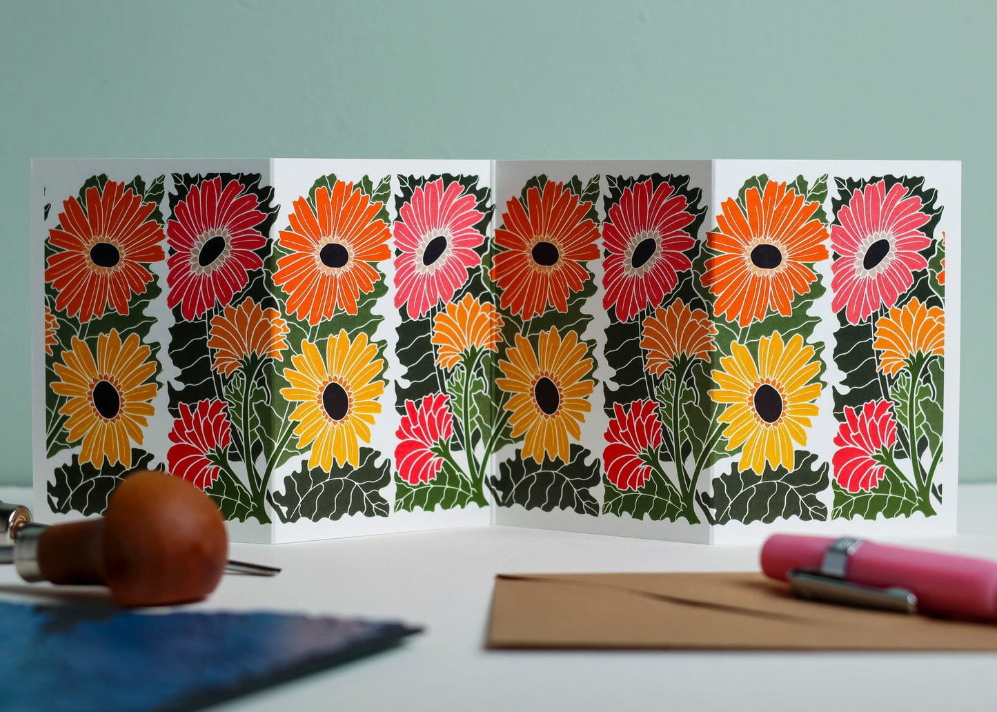 Joy Bloom Gerbera Daisy Garland Card | Single Card & Envelope