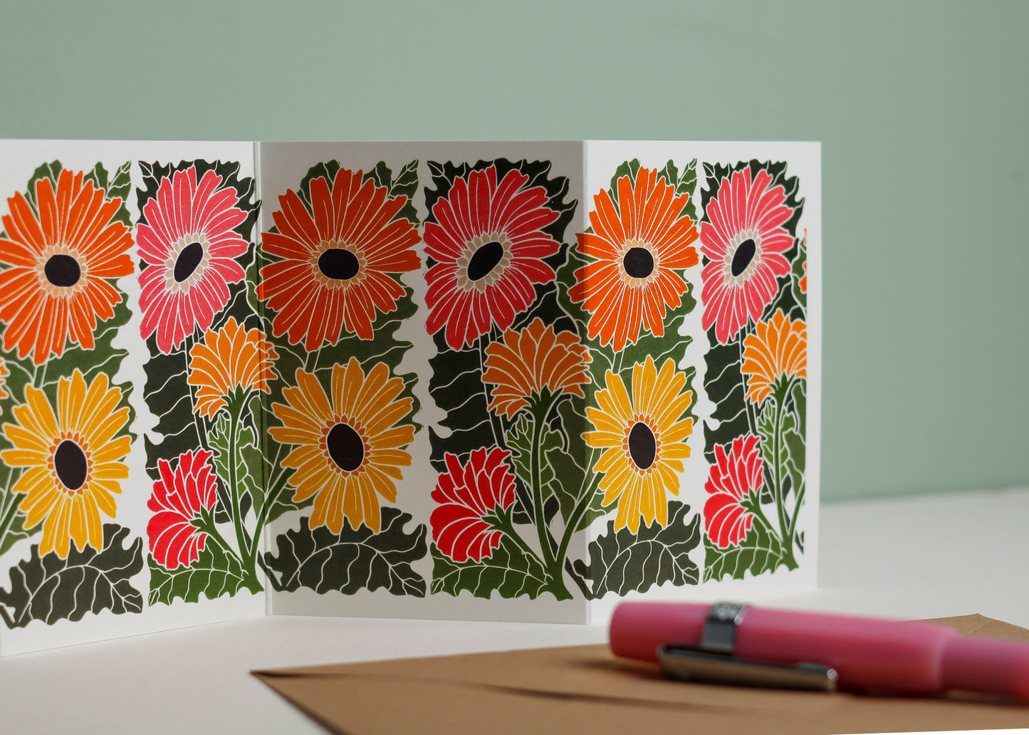 Joy Bloom Gerbera Daisy Garland Card | Single Card & Envelope