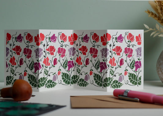 Joy Bloom Sweet Pea Garland Card | Single Card & Envelope