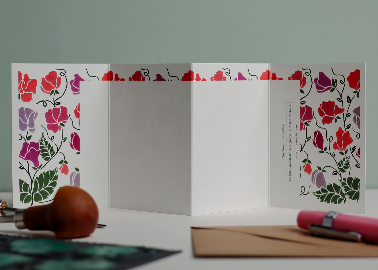 Joy Bloom Sweet Pea Garland Card | Single Card & Envelope