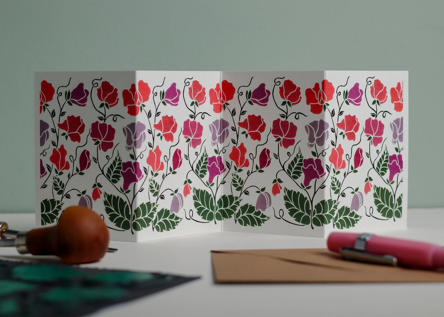 Joy Bloom Sweet Pea Garland Card | Single Card & Envelope