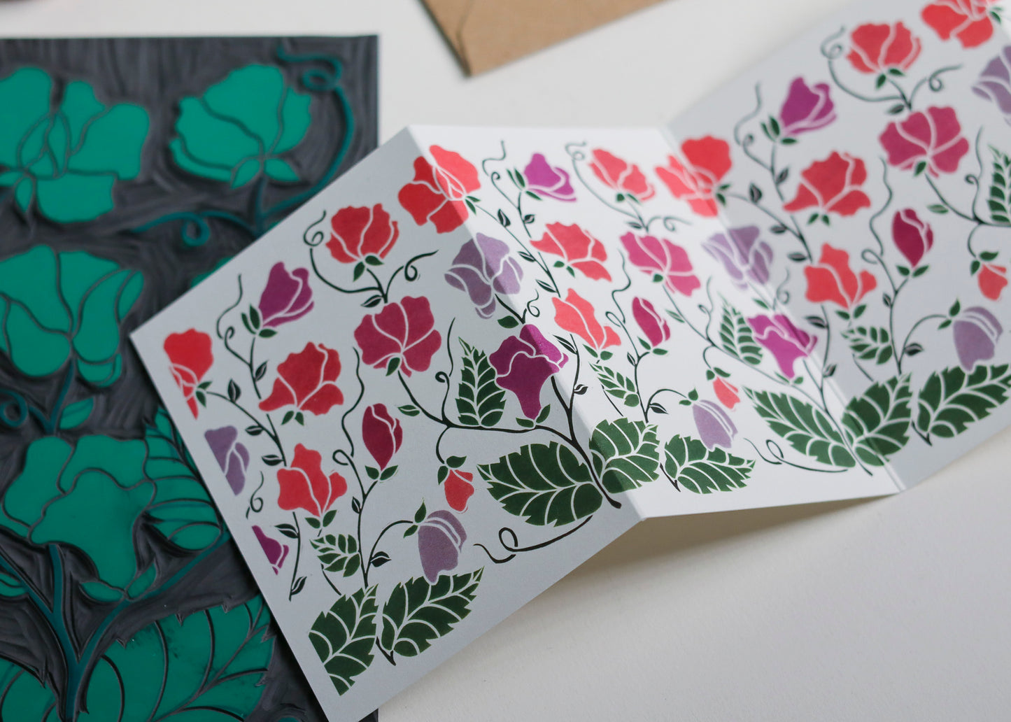 Joy Bloom Sweet Pea Garland Card | Single Card & Envelope