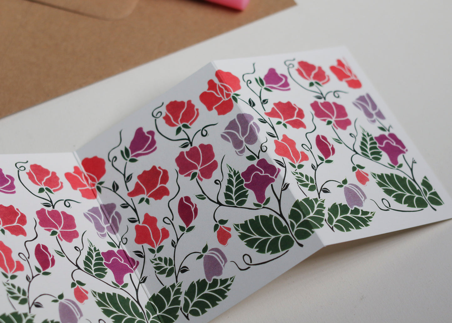 Joy Bloom Sweet Pea Garland Card | Single Card & Envelope