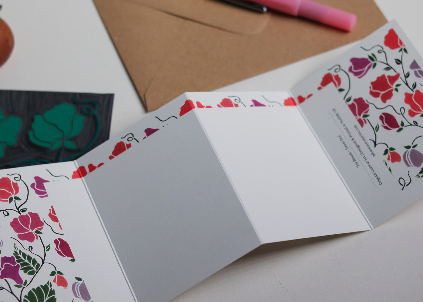 Joy Bloom Sweet Pea Garland Card | Single Card & Envelope