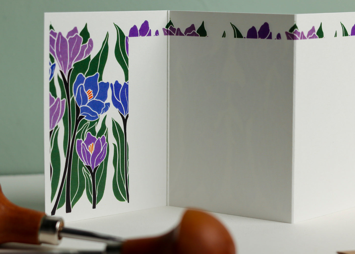 Joy Bloom Crocus Garland Card | Single Card & Envelope