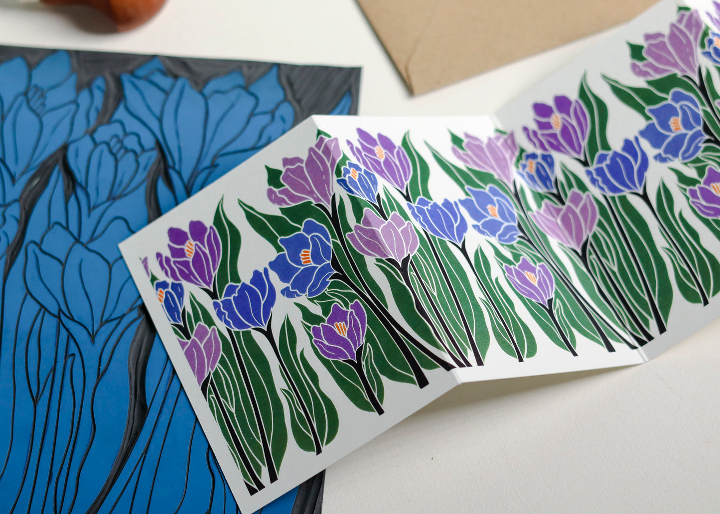 Joy Bloom Crocus Garland Card | Single Card & Envelope