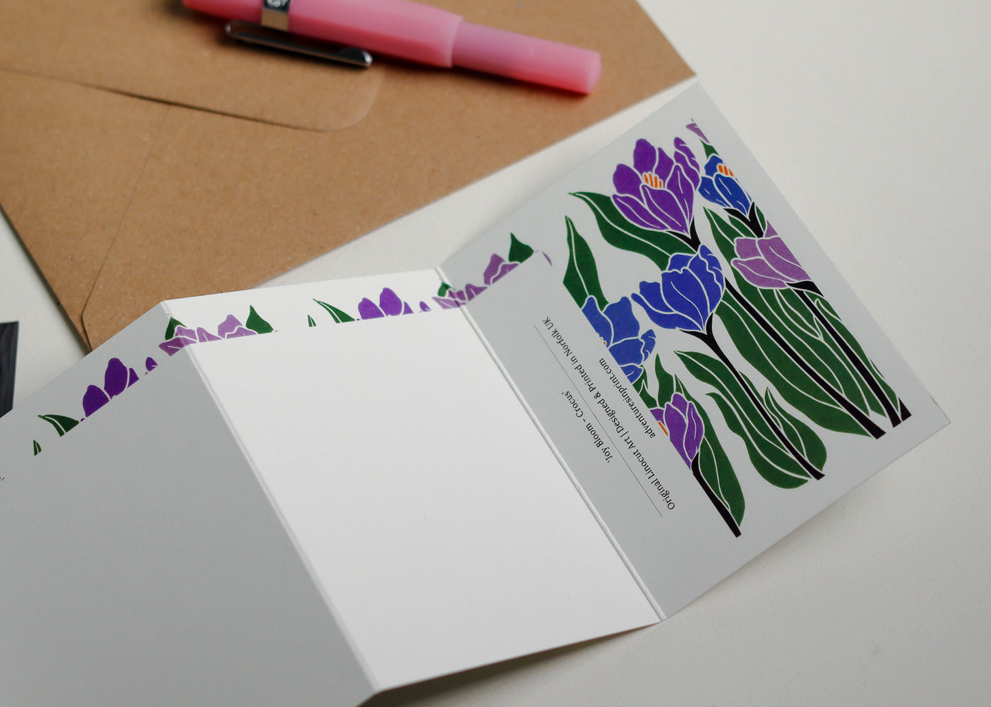 Joy Bloom Crocus Garland Card | Single Card & Envelope