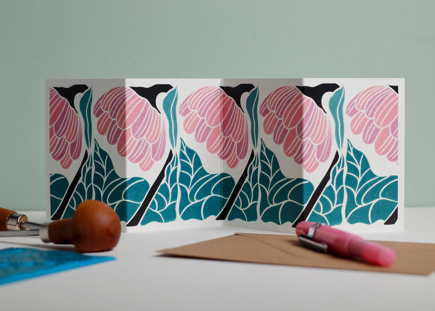 Reflection Abstract Floral Garland Card | Single Card & Envelope