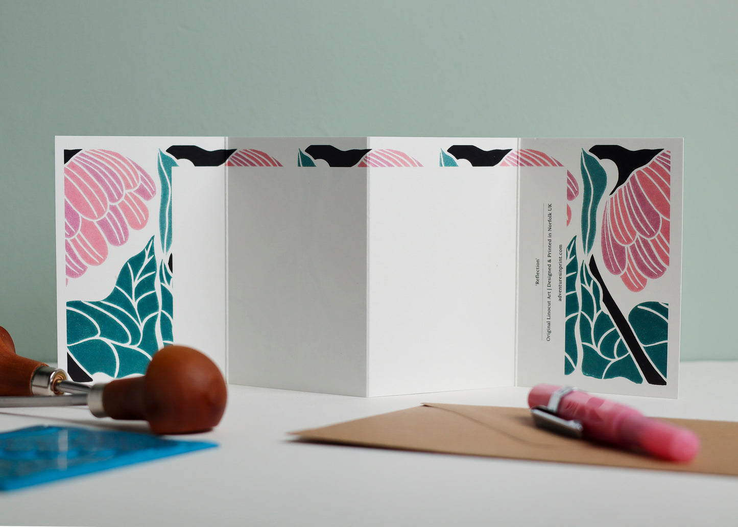 Reflection Abstract Floral Garland Card | Single Card & Envelope