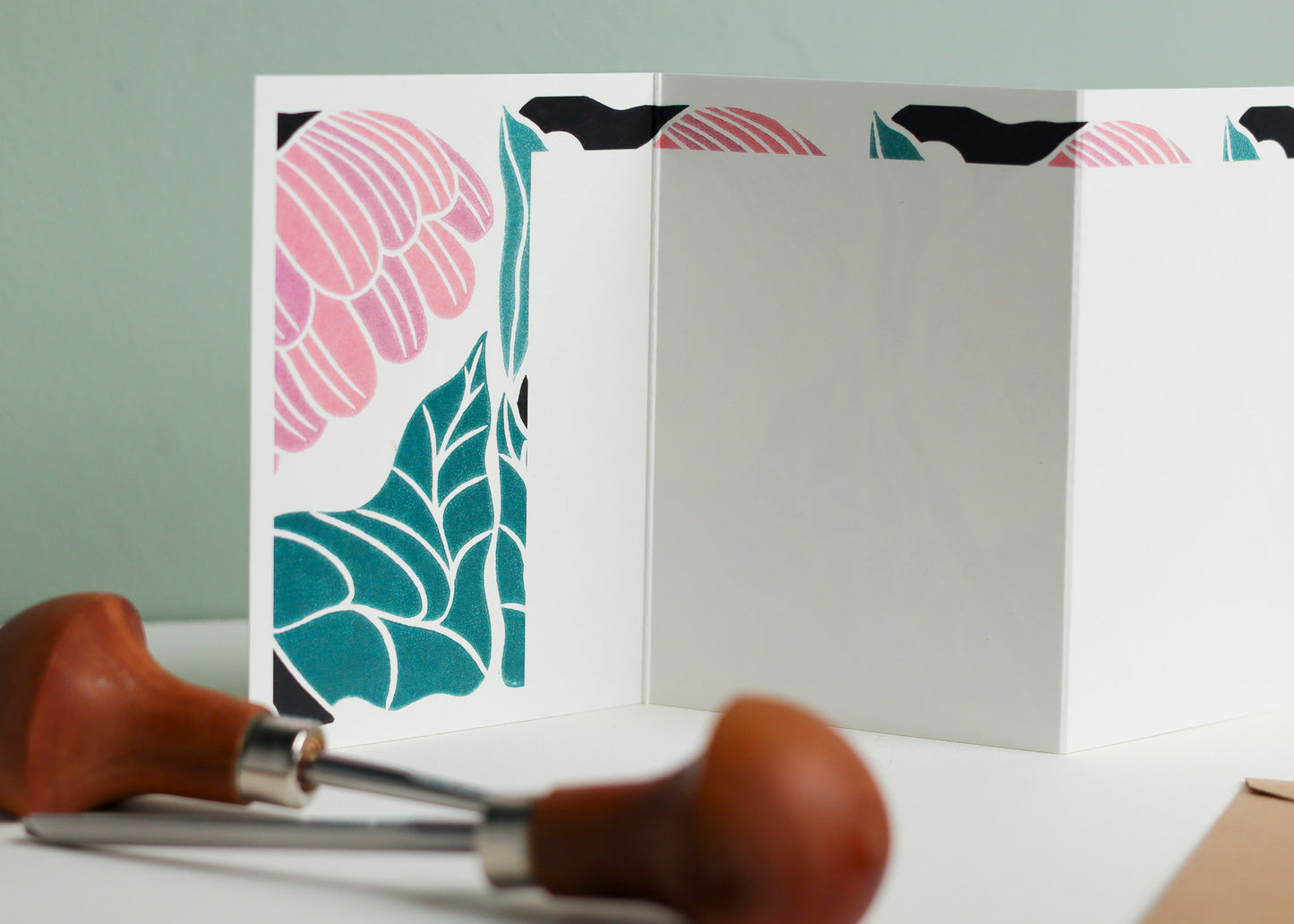 Reflection Abstract Floral Garland Card | Single Card & Envelope