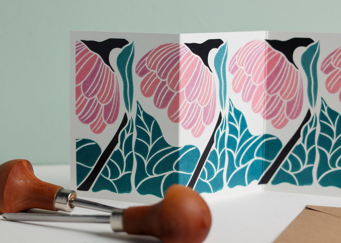 Reflection Abstract Floral Garland Card | Single Card & Envelope