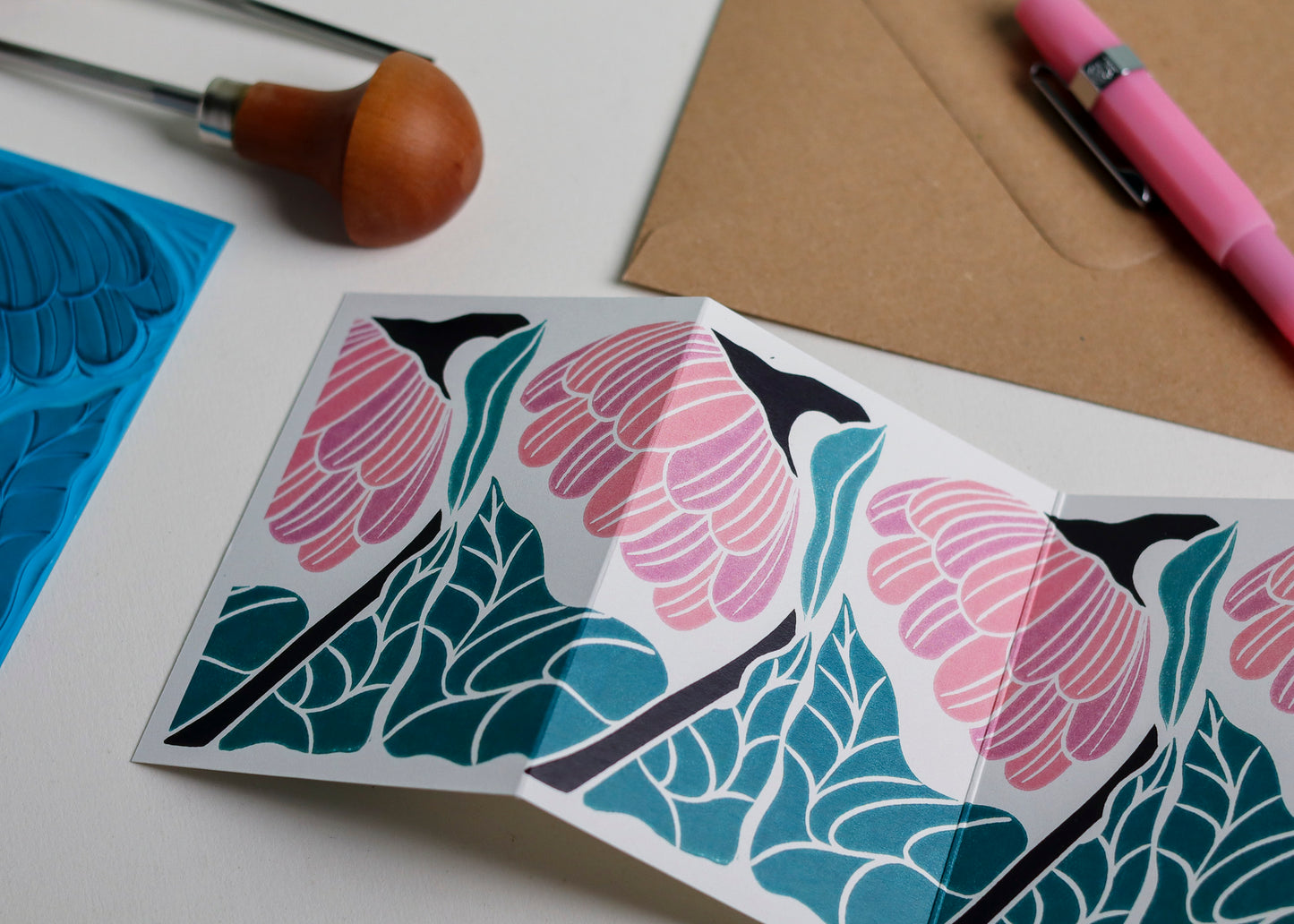 Reflection Abstract Floral Garland Card | Single Card & Envelope