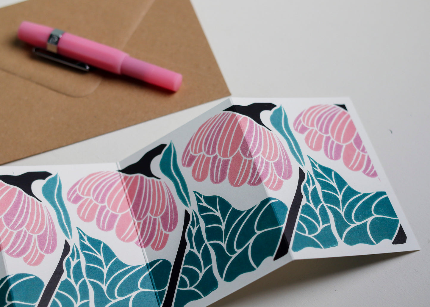 Reflection Abstract Floral Garland Card | Single Card & Envelope