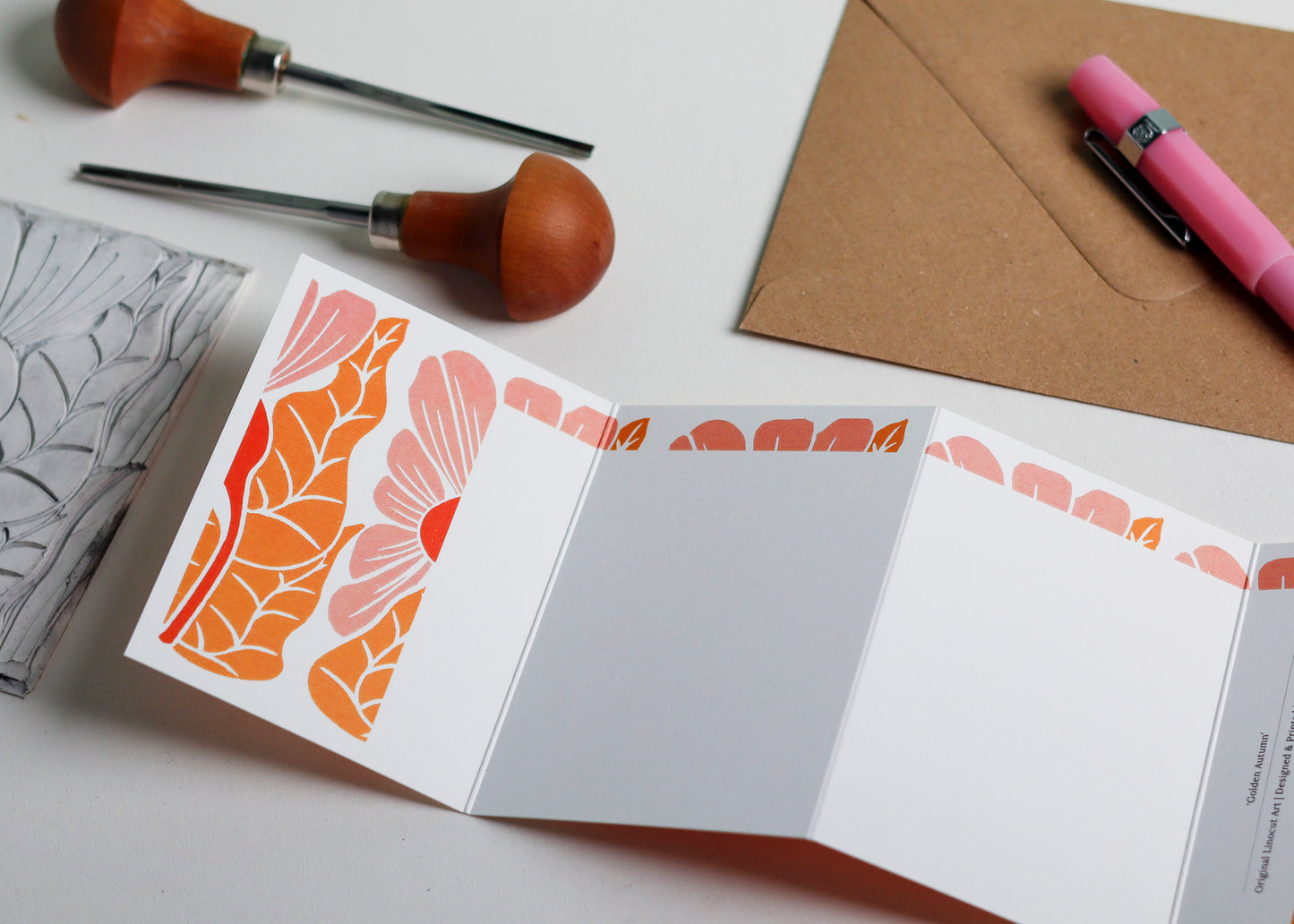 Golden Autumn Garland Card | Single Card & Envelope