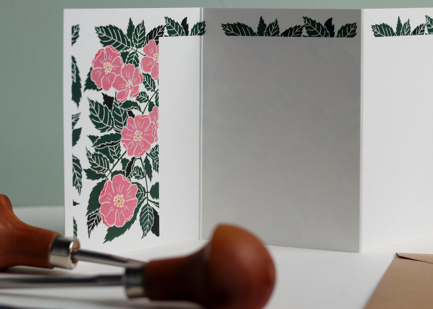 Dog Rose Garland Card | Single Card & Envelope